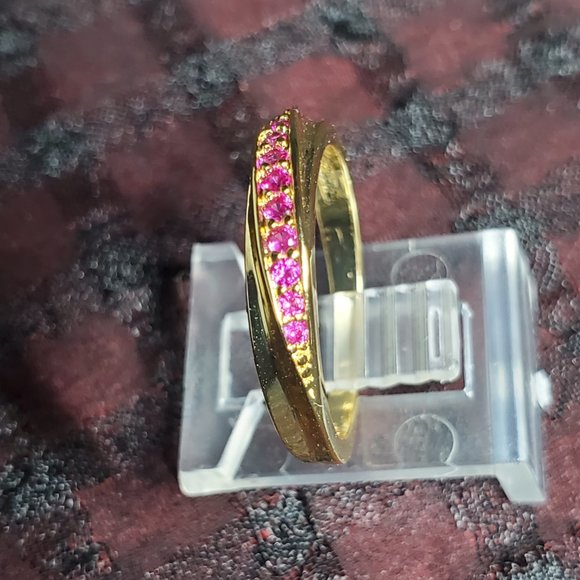 Elsie Wedding Band AAA Stellux CZ & Yellow Gold.   Size 6 only - Picture 6 of 13